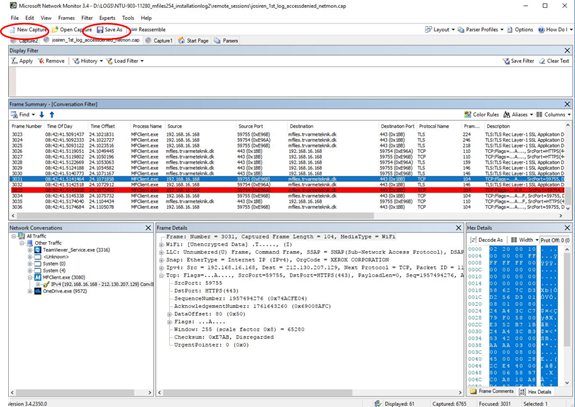 Using Microsoft Network Monitor (Netmon) to Collect Logs